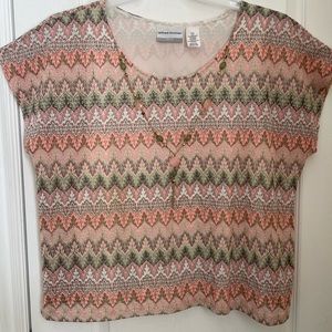 ALFRED DUNNER PETITE LINED LACE TOP with REMOVABLE NECKLACED. . GUC